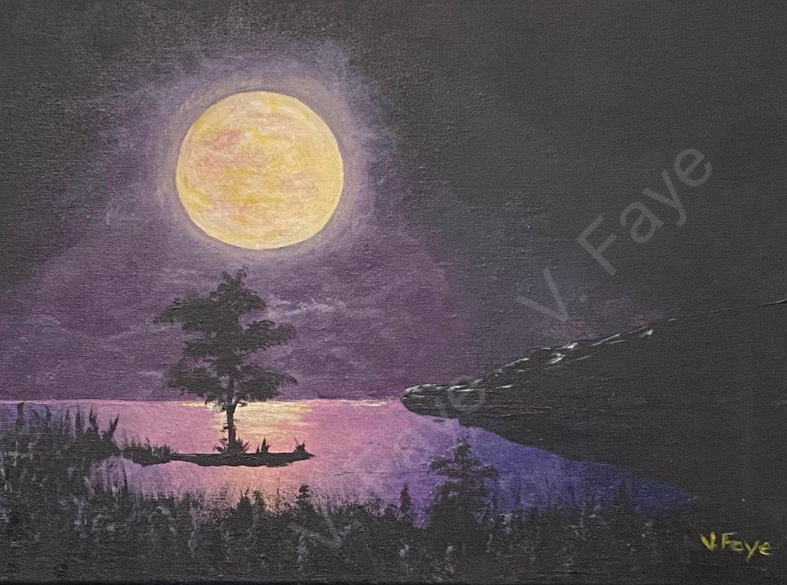 Original Painting “Serenity Lake in Moonlight”