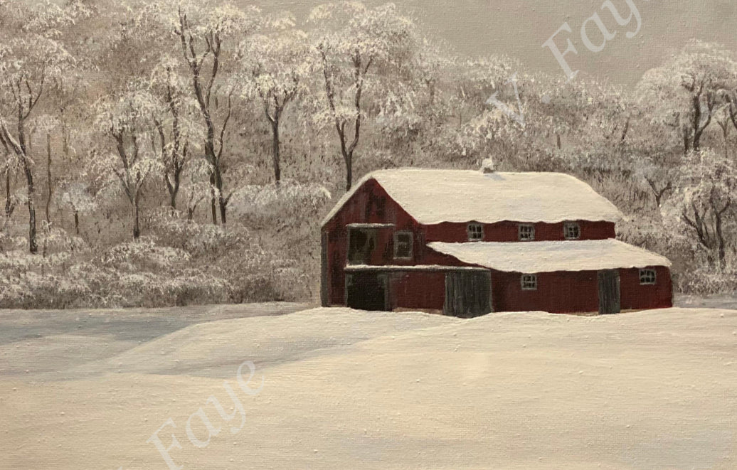 Original Painting "Bowen Road Barn in Winter"